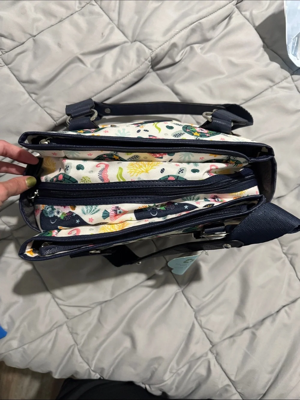 Lily Bloom Navy & Cream Sea Life Shoulder Bag